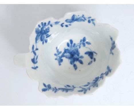 A Worcester The Butterboat Mansfield pattern butter boat, press moulded, painted with a stylised version of the Mansfield pat