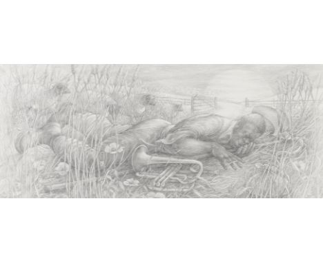 Betty Swanwick (British, 1915-1989)The Black Shepherd signed and dated 'Betty Swanwick 87' (lower left)pencil on paper30 x 71