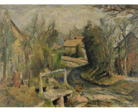 Ronald Ossory Dunlop R.A., R.B.A. (British, 1894-1973)View of a Hamlet signed 'Dunlop' (lower right)oil on canvas76.5 x 102cm