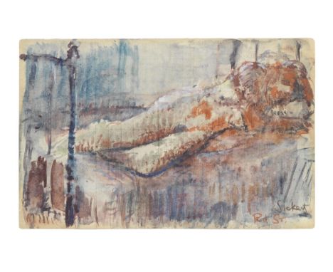 Walter Richard Sickert A.R.A. (British, 1860-1942)Nude on a Bed signed and inscribed 'Sickert/Rd ST.' (lower right)watercolou