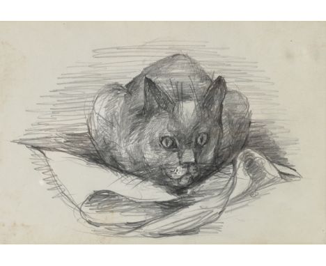 Betty Swanwick (British, 1915-1989)Study of the Artist's Cat Bewick signed, dedicated and inscribed with Artist's address 'Gr