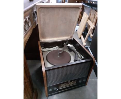 A vintage Ferguson record player radio, height 39cm, width 44cm and depth 42cm 