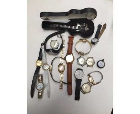 A collection of 17 mixed gents and ladies, mechanical and quartz wristwatches including Timex, Montine, Avia, etc and an Elvi