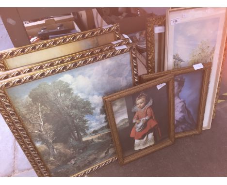 4 landscape prints and a seascape, a mirror in gilded frame, a pair of Paris street scene prints after Boufferie, print after