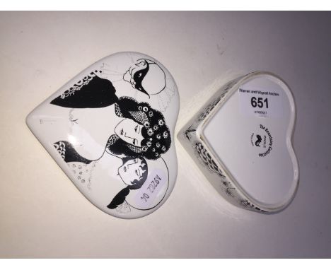 A Poole Beardsley Collection pottery heart shaped dish decorated. 