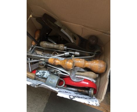 A small box of tools to include plane. 