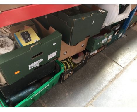 15 boxes of misc tools and related products, garageware, cables, ties, power washer, etc. 