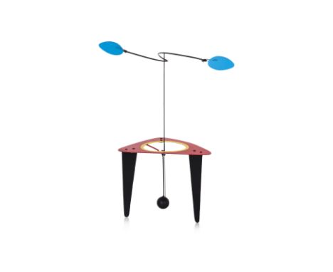 BRAD HOWE (AMERICAN, B. 1959) - TRIPOD WITH FLOATING BLUE RIBBON, 1991
Enameled steel, signed and dated to base
43.5 H x 33 W