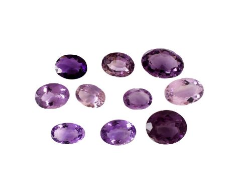 Approx. 161.72 Carats of Oval Brilliant Cut Amethyst Stones. Per stone carat weights in range of 8.19 - 29.44. Provenance: In