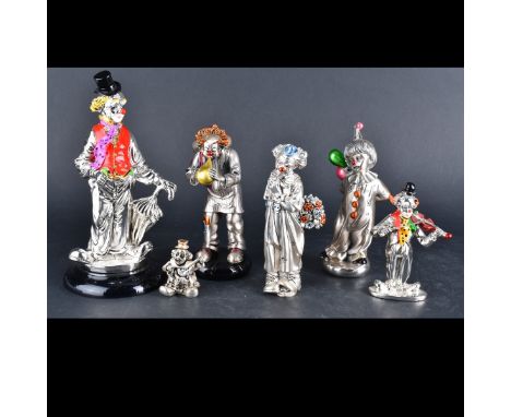 Six (6) Vintage Italian Sterling and Laminated Silver Figurines. Signed. Tallest measures 9-3/4" H, smallest measures 2-5/8" 