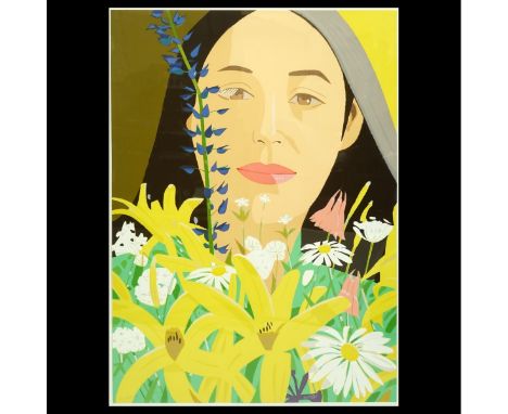 Alex Katz, American (b. 1927) Screenprint in colors on Grammarcy paper "Ada with Flowers". Signed in pencil lower left Alex K