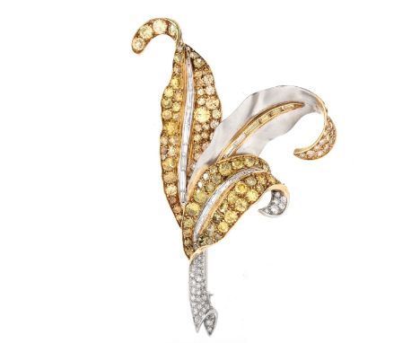 Vintage Approx. 11.85 Carat Old European and Baguette Cut Fancy Yellow and White Diamond, Platinum and 18 Karat Yellow Gold L