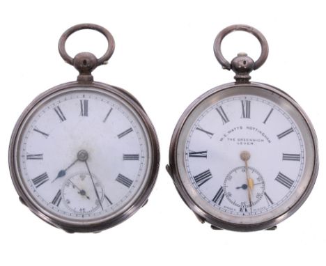 Silver (0.935) lever pocket watch, unsigned three quarter plate movement with compensated balance and regulator, dust cover, 