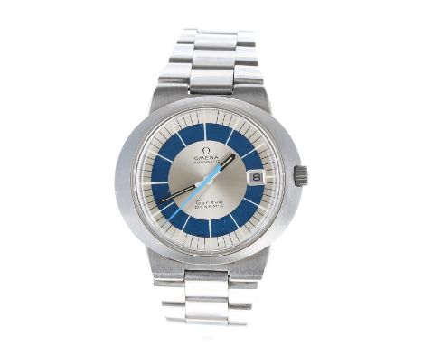 Omega Genéve Dynamic automatic stainless steel gentleman's bracelet watch, circular silvered dial with blue chapter, hour mar