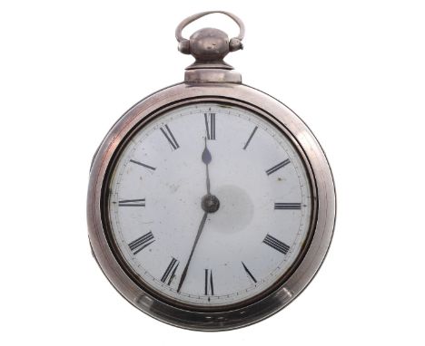 Victorian silver verge pair cased pocket watch, London 1840, the fusee movement signed W'm Hardeman, Bridge, no. 2318, with p