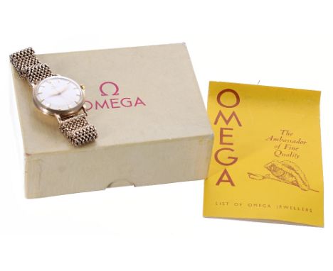 Omega 9ct automatic gentleman's bracelet watch, circa 1958/59, serial no. 165512xx, signed silvered dial with baton markers, 