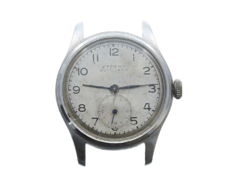 Eterna automatic 'bumper' mid-size stainless steel gentleman's wristwatch, circular silvered dial with Arabic numerals, minut