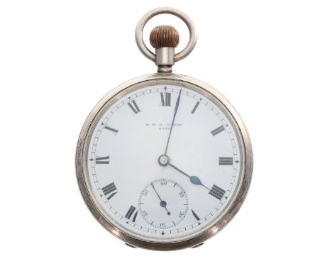 Edwardian silver lever pocket watch, Chester 1905, unsigned three quarter plate gilt frosted movement, no. 76102, with compen