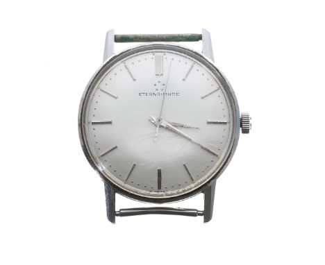 Eterna-Matic automatic stainless steel gentleman's wristwatch, circular silvered dial with baton markers, minute markers and 