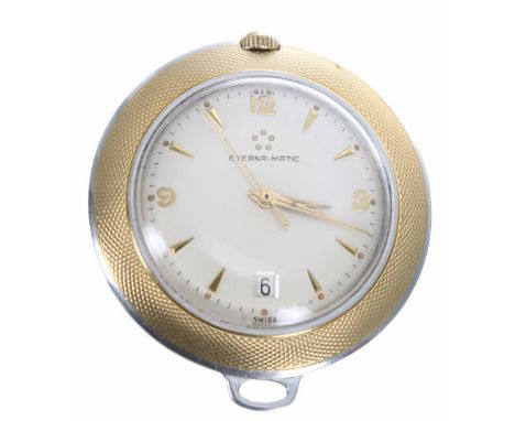 Eterna-Matic 'Golfer' two-tone pendant watch, circa 1950s, silvered dial with Arabic quarter numerals, dagger baton markers, 
