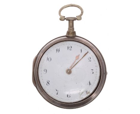 George III silver verge pair cased pocket watch, London 1805, the fusee movement signed Chas. Horsham, London, the pierced en