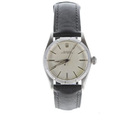 Rolex Oyster-Perpetual mid-size stainless steel wristwatch, ref. 6549, circa 1958/59, serial no. 42xxxx, circular silvered di