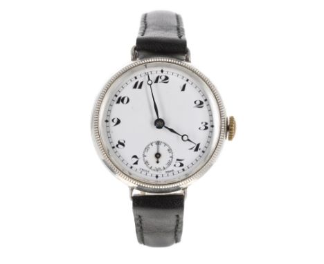 Buren silver wire-lug gentleman's wristwatch, import hallmarks London 1930, circular enamel dial with Arabic numerals, minute