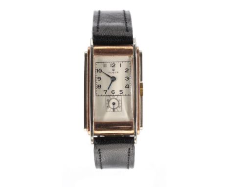 Rare Rolex Prince 'Railway Model' Chronometer 9ct white and pink gold wristwatch, ref. 1527M, import hallmarks for Glasgow 19