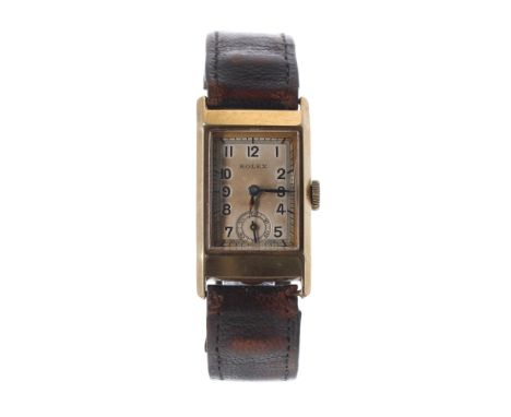 Rolex 9ct rectangular gentleman's wristwatch, ref. 2356, serial no. 4830x, import hallmarks for Glasgow 1939, silvered dial w