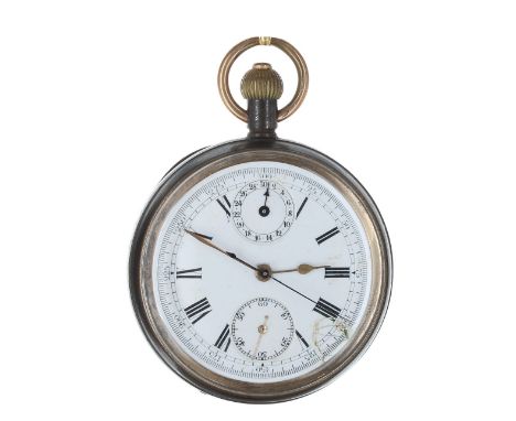 Gun metal centre seconds chronograph lever pocket watch, the movement with compensated balance and  regulator, no. 841753, th