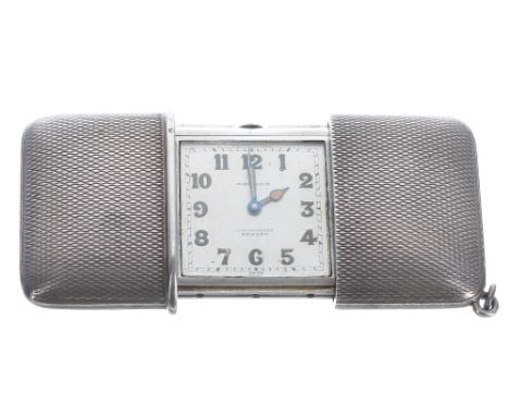 Movado Ermeto Chronométre silver (0.935) and leather purse watch, import hallmarks Glasgow 1930, signed square silvered dial 