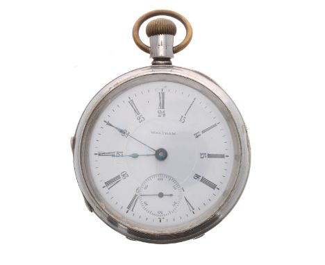 Waltham silver lever pocket watch, Birmingham 1912, the 15 jewel movement signed American Waltham Watch Co with compensated b