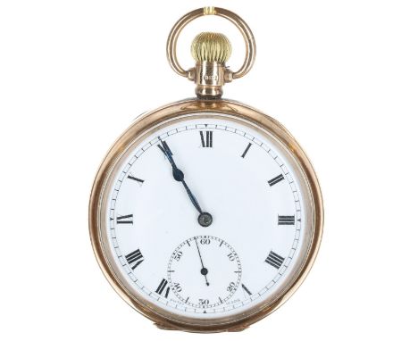 9ct lever pocket watch, Birmingham 1925, 15 jewel movement with compensated balance and regulator, the dial with Roman numera