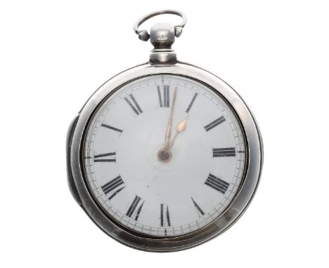 William IV silver verge pair cased pocket watch, London 1832, the fusee movement signed Benj'n Ellis, Woodbridge, no. 53528, 