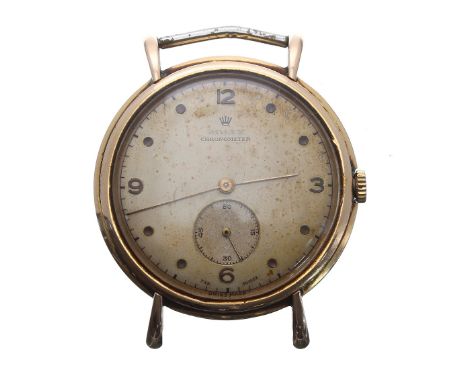 Rolex Chronometer 18k gentleman's wristwatch, ref. 4107, circa 1940, silvered dial with Arabic quarter numerals, dot markers 