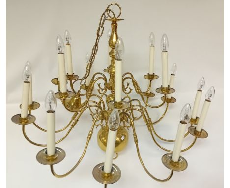Large Brass Chandelier with 18 branching arms