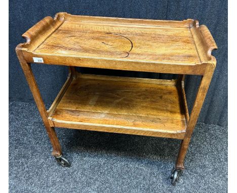 Art Deco oak trolley with two tiers, raised on roller feet [83x83x46cm]