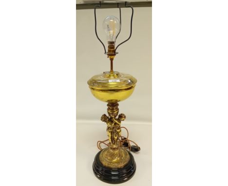 Vintage Brass Cherub Lamp [70cm]
