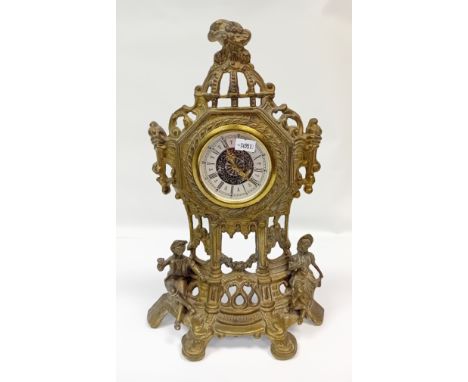 Antique West Germany cast brass mantle clock[37cm]