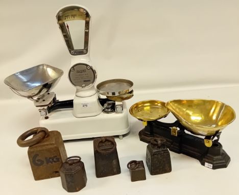 1930's Avery Scales together with Sweets scales and cast iron weights
