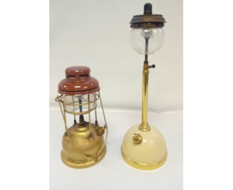 Mid 20th Century Durosil Tilley Paraffin lamp with glass globe shade. Together with a Vintage Tilley Paraffin Pressure lamp (