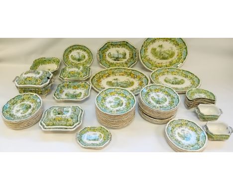 Antique Dinner Service  ''Athena'' manufactured fo Harrods Limited, London consists of  platters, tureens, plates, cups &amp;