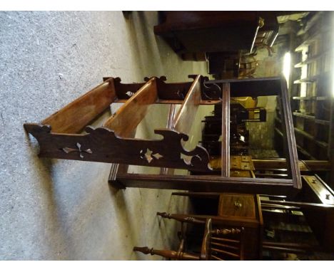 An oak wall Shelf with open shelves.  2' 2" (66cms) and a smaller wall shelf with pierced decoration. 