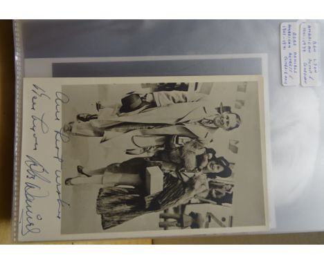 A small lever arch file containing Letters, Autographs and Photographs of theatrical figures, a small folder of signed photog