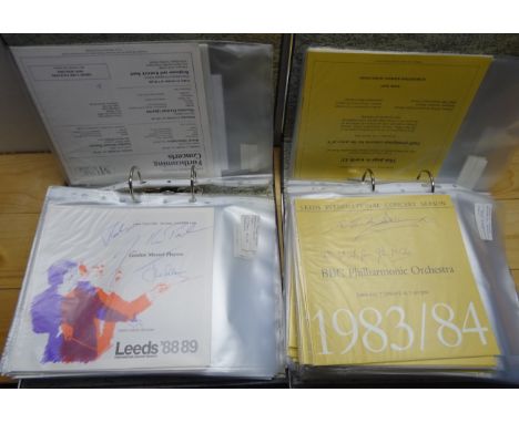 Four lever arch files of Theatre Programmes, mainly Leeds International Classical Concerts circa 1980-1990, many with signatu