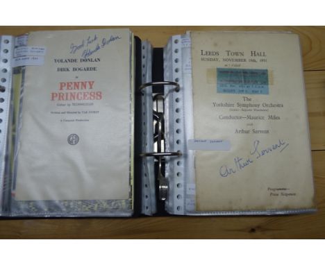 Three other small lever arch files and contents of various Theatrical Programmes, some with signatures and dating from 1947 t