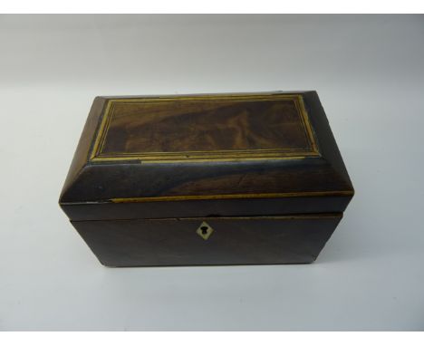 An early 19th Century mahogany oblong Tea Caddy with ivory key plate.  8" (20cms) wide. 