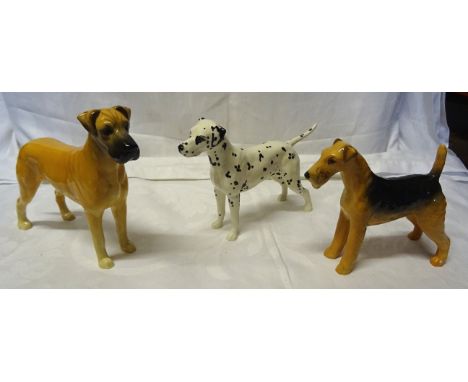 A Beswick model of an Airedale, No. 962 in gloss finish, a Beswick Great Dane No. 968 in gloss finish and a Beswick Dalmation