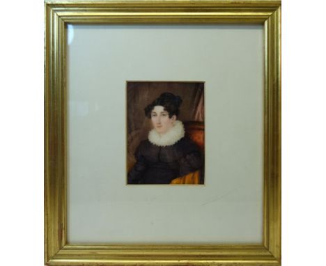 A half length Portrait of a lady in 17th Century dress with a large ruffed collar.  4" (10cms) x 3" (7 1/2cms)