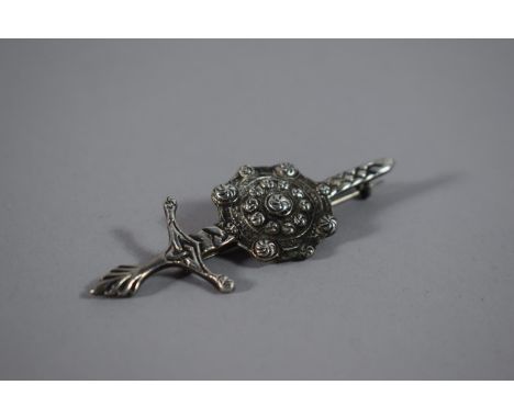 A Silver Brooch in the Form of Celtic Sword and Shield, John Grinsell &amp; Son, B'Ham 1909, 7cms Long 